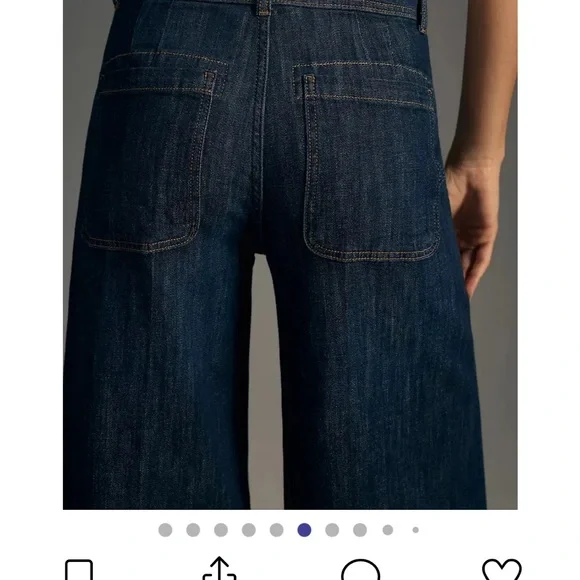 Pilcro Wide-Leg Flare Jeans - Deep Blue - Picture 5 of 6